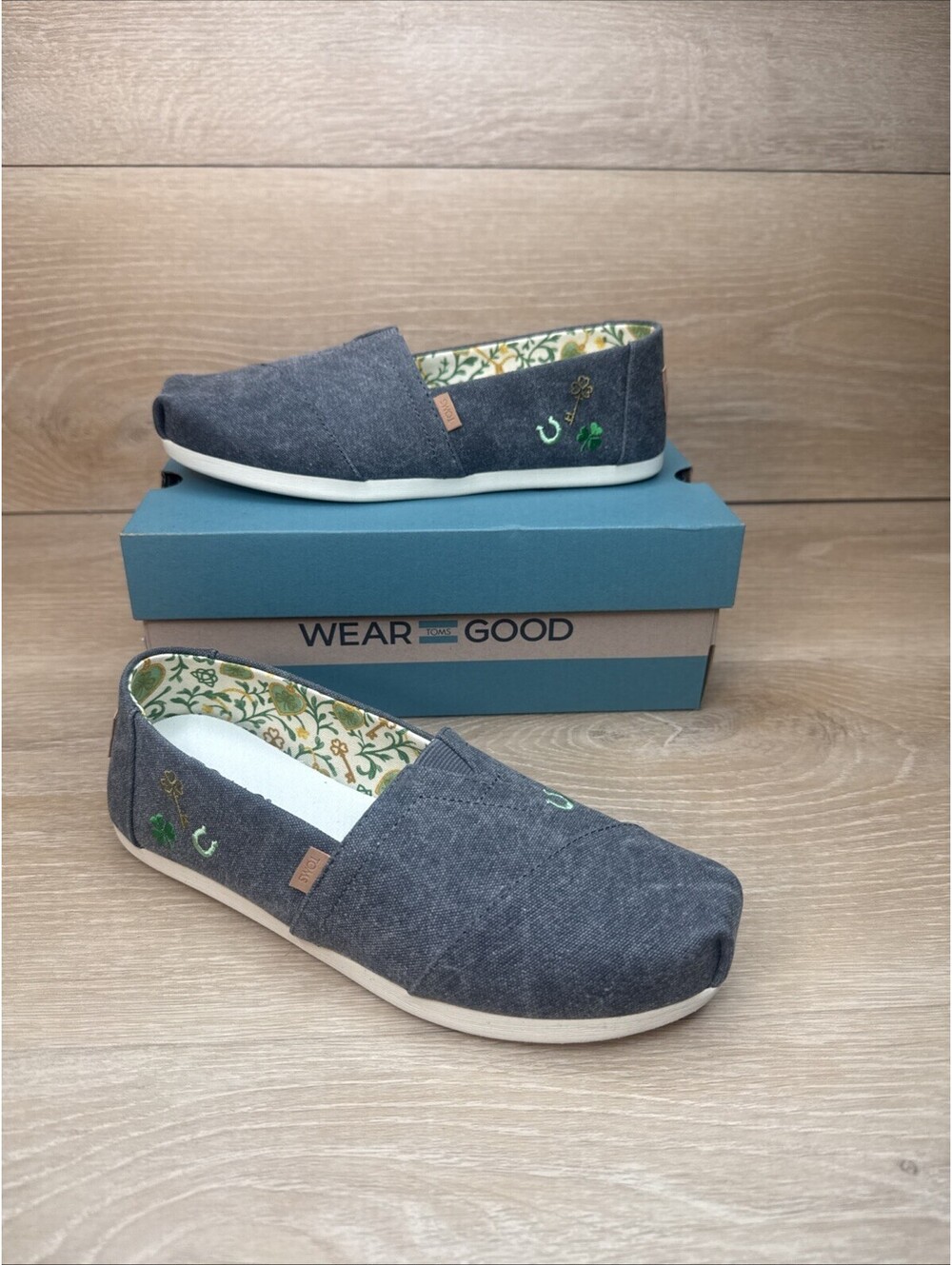 St Patrick's Day Embroidered Alpargata Classic by TOMS Womanโs Size 6